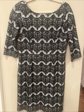Lilly Pulitzer Black and White Wave-Pattern Long Sleeve Dress